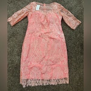 Amazon Pink Lace Midi Dress